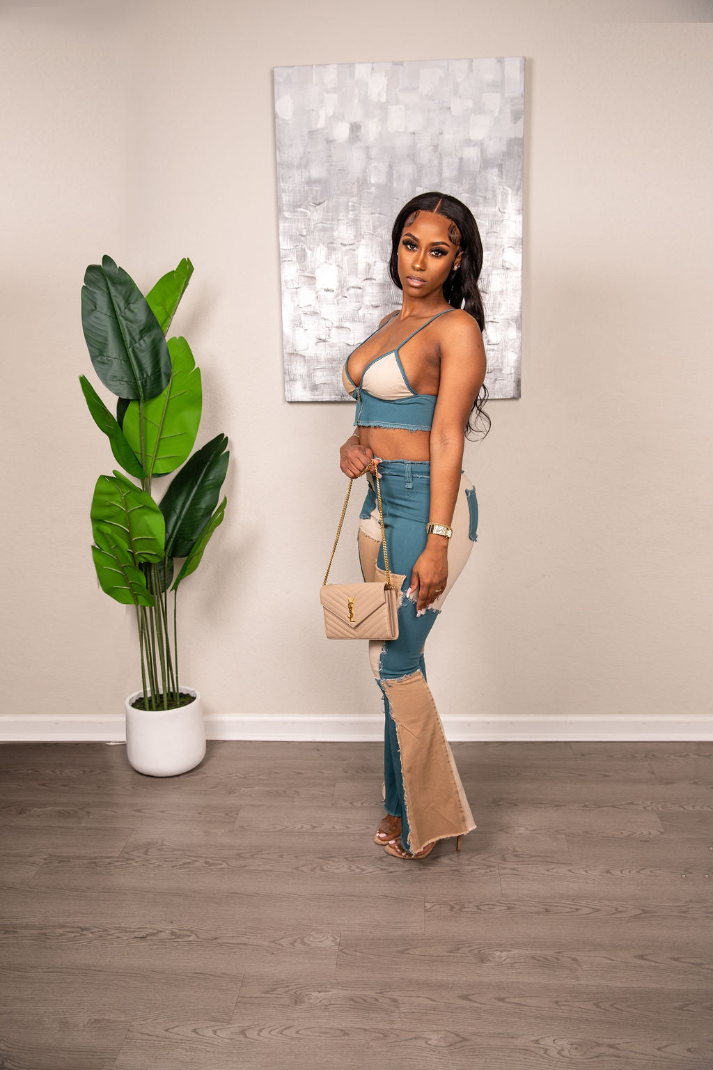 Posh Kiii Patched up Pants Set