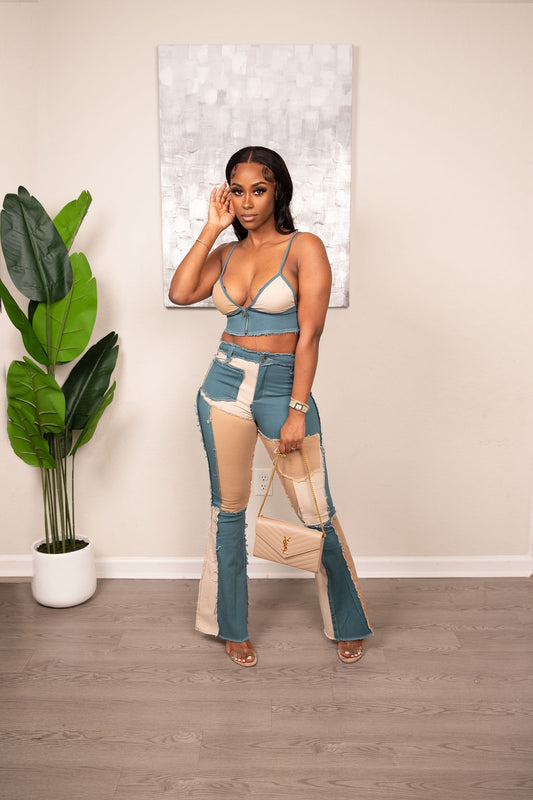 Posh Kiii Patched up Pants Set